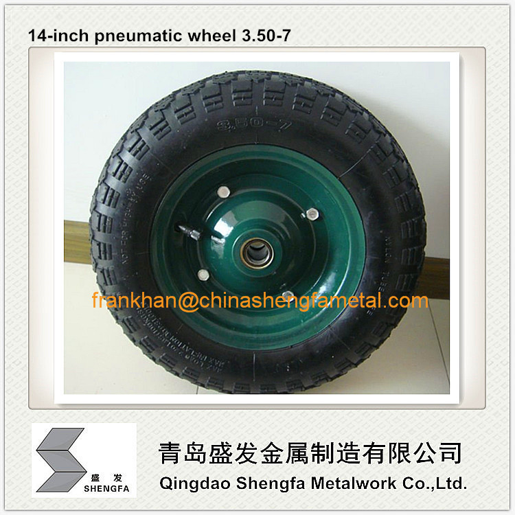 14 inch pneumatic rubber wheel  3.50-7