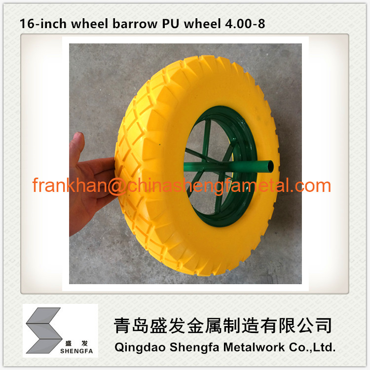 16 inch PU foam wheel barrow wheel 4.00-8