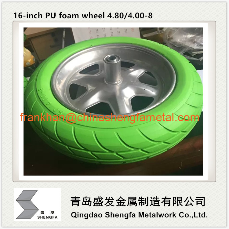 16 inch PU foam wheel barrow wheel 4.80/4.00-8
