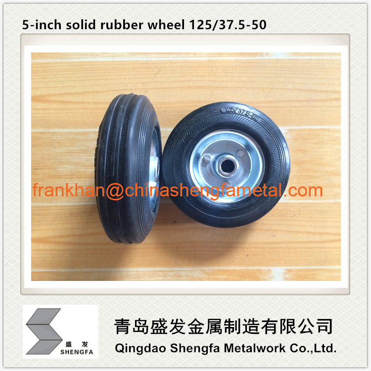 5 inch solid rubber wheel 125/37.5-50